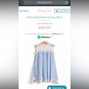 Stitchy fish vivie heirloom dress blue 3t